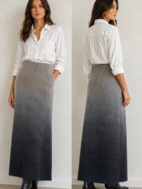 Alberta Ferretti Alpaca Maxi Long Skirt Gray NWT Size 40/US 4 Retail $1,485